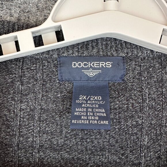 DOCKERS Knitted Men's Sweater, V-Neck, Gray color 2X/2XG - Picture 3 of 9
